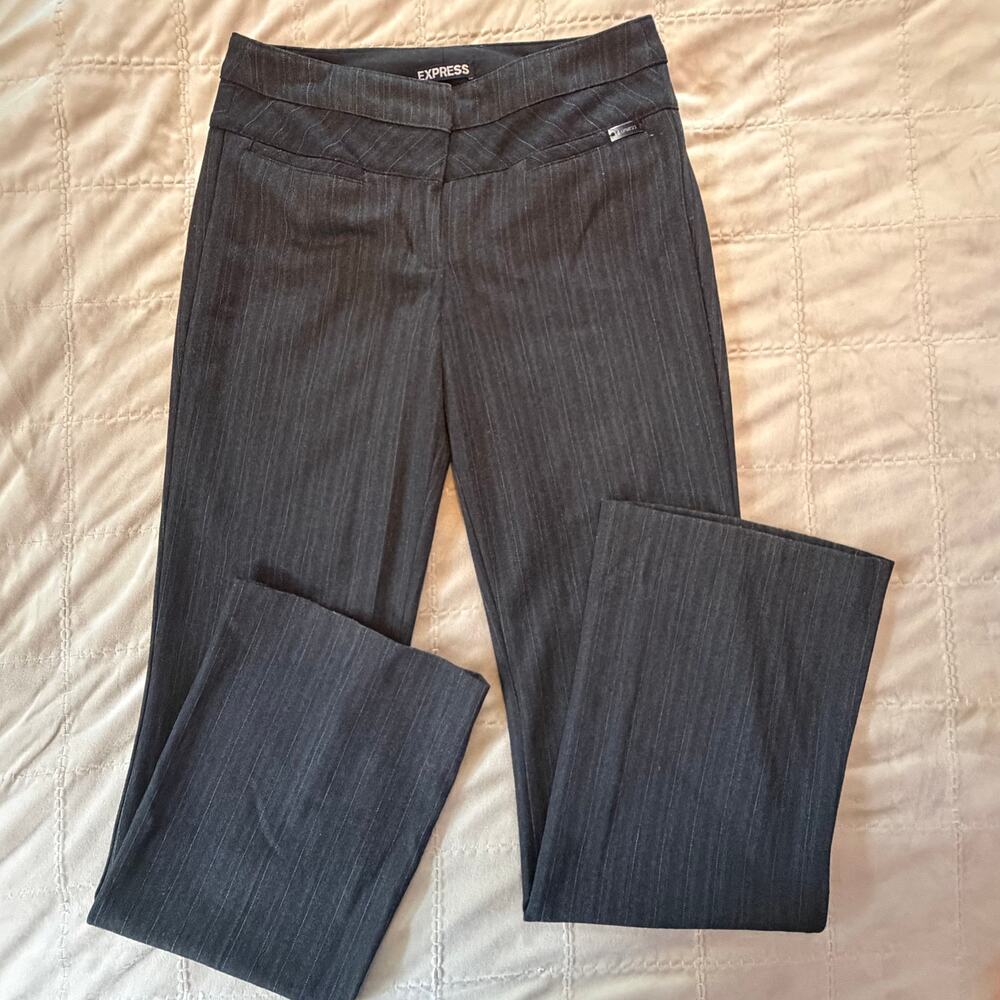 Express Editor Charcoal Herringbone Pinstripe Dress Pants Size 00R